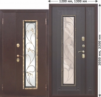 Входная дверь со стеклопакетом Плющ 1200х2050, 1300х2050 Венге