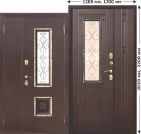 Входная нестандартная дверь со стеклопакетом Венеция 1200 Венге