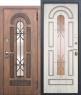 Входная дверь со стеклопакетом и ковкой Vikont Грецкий орех