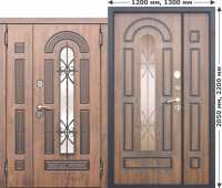 Входная дверь со стеклопакетом и ковкой Vikont 1200/1300х2050